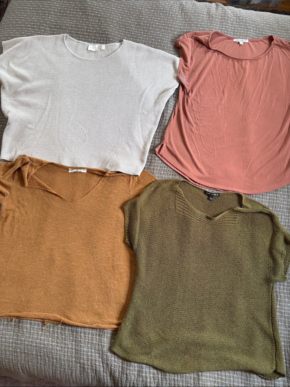 Earthy Tone Boho Short Sleeve Women’s Top Bundle Sz Large 4pc - Picture 2 of 10